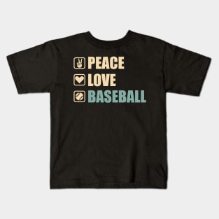 Peace Love Baseball - Funny Baseball Lovers Gift Kids T-Shirt